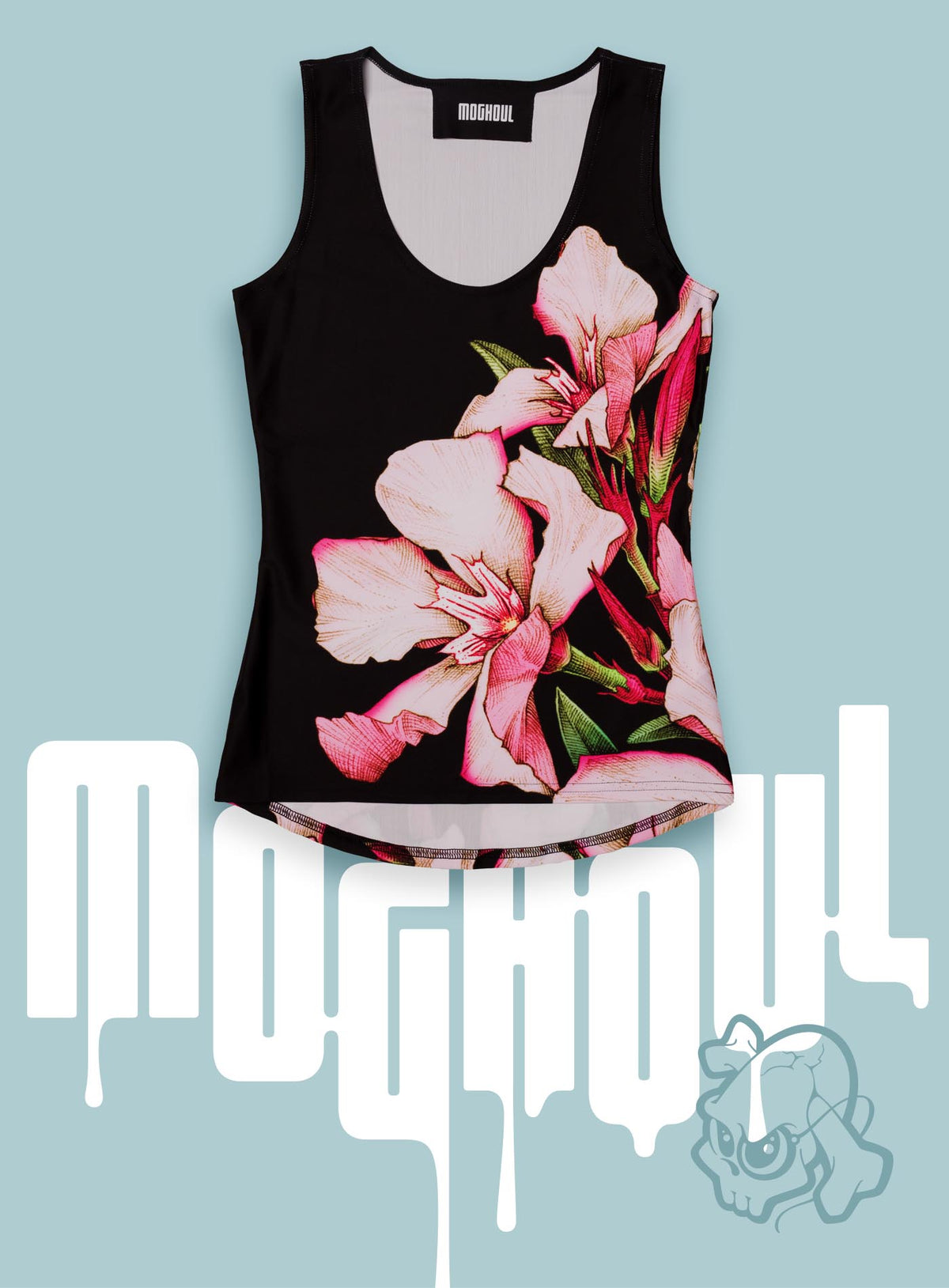 All over dye sublimation tank top featuring the poisonous flower Oleander. Illustrated by G.M. Meave.