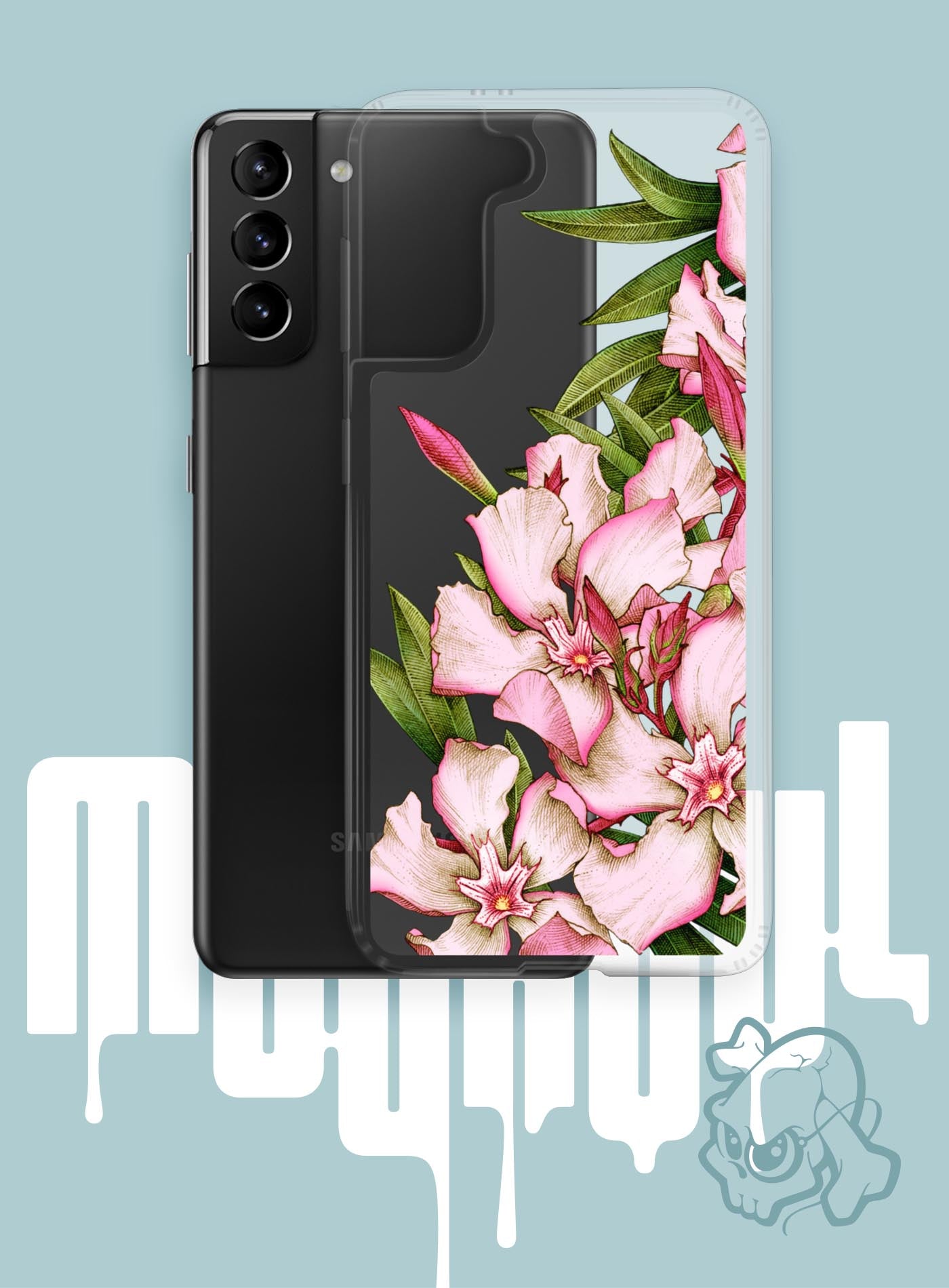 Samsung phone case featuring the poisonous flower Oleander. Illustrated by G.M. Meave