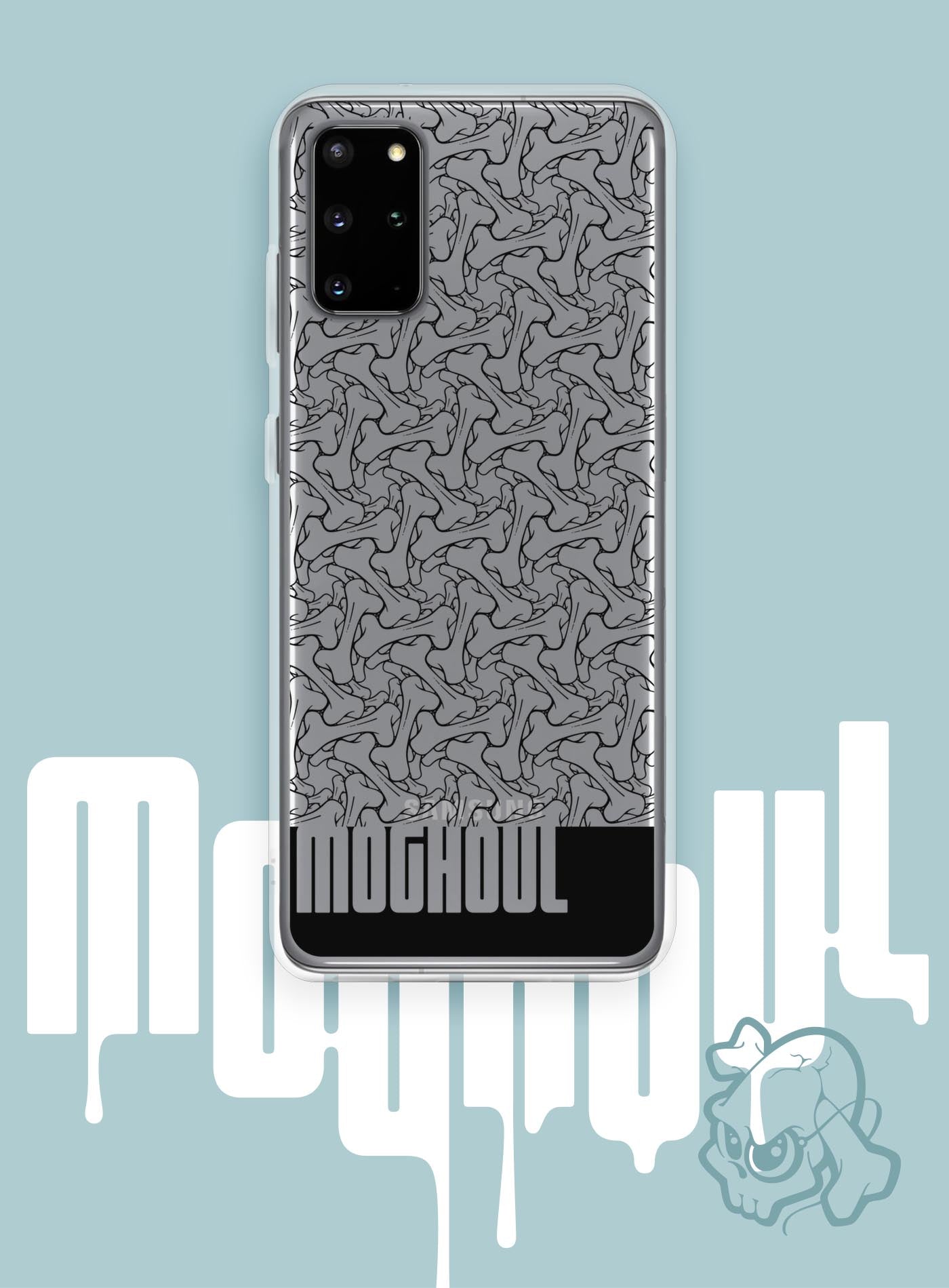 Samsung case featuring a patter of bones based on Islamic ornamental art in black color.